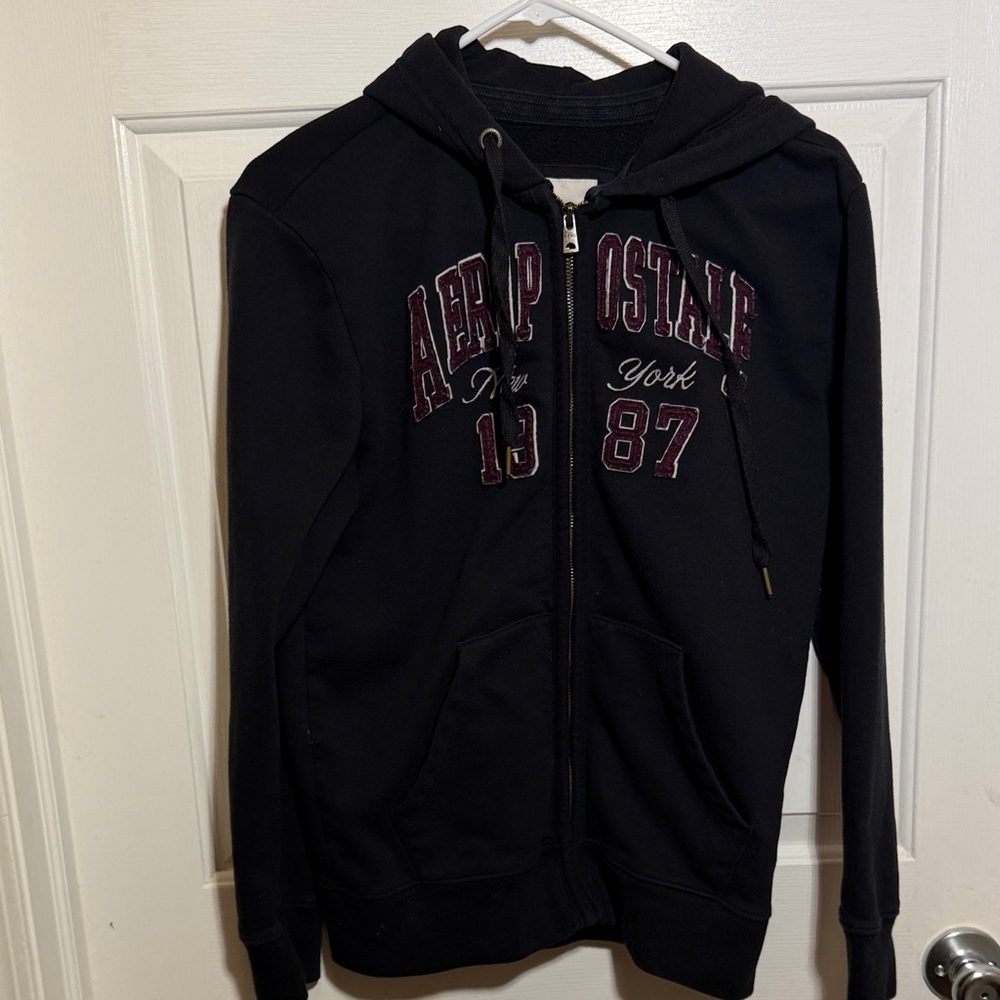 Aeropostale Black and Maroon Hoodie